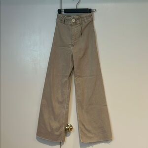 Zara Beige Flare Wide-Leg Jeans